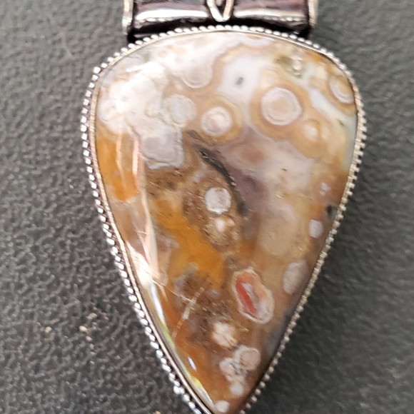 New Ocean Jasper Antique Design 925 Silver Pendant. - Picture 10 of 14